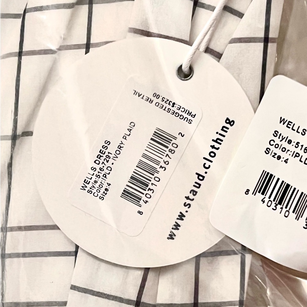 🌺🎉HP🎉🌺 NWOT Staud Wells Maxi Dress Ivory Plaid - Picture 16 of 16